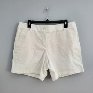 LOFT Outlet White Cotton Mid Rise 6" Short Shorts 10